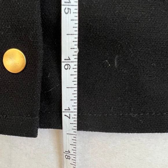 Songe Lab France Black snap front ruffle 3/4 sleeves top blouse - Picture 5 of 8